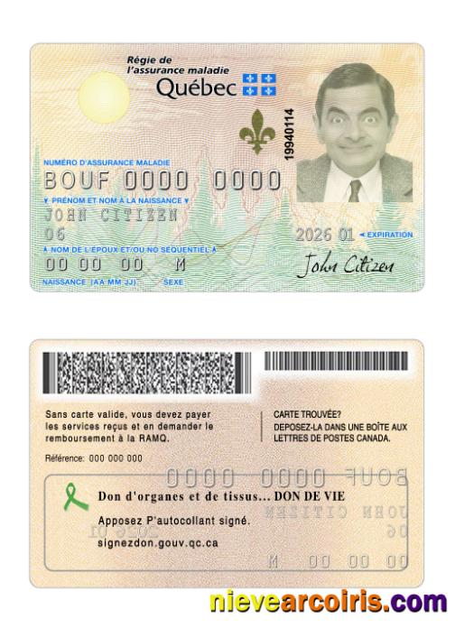 Canada Québec health insurance card